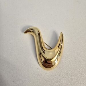 Monet Vintage Pin Brooch Gold Tone Curve  READ*